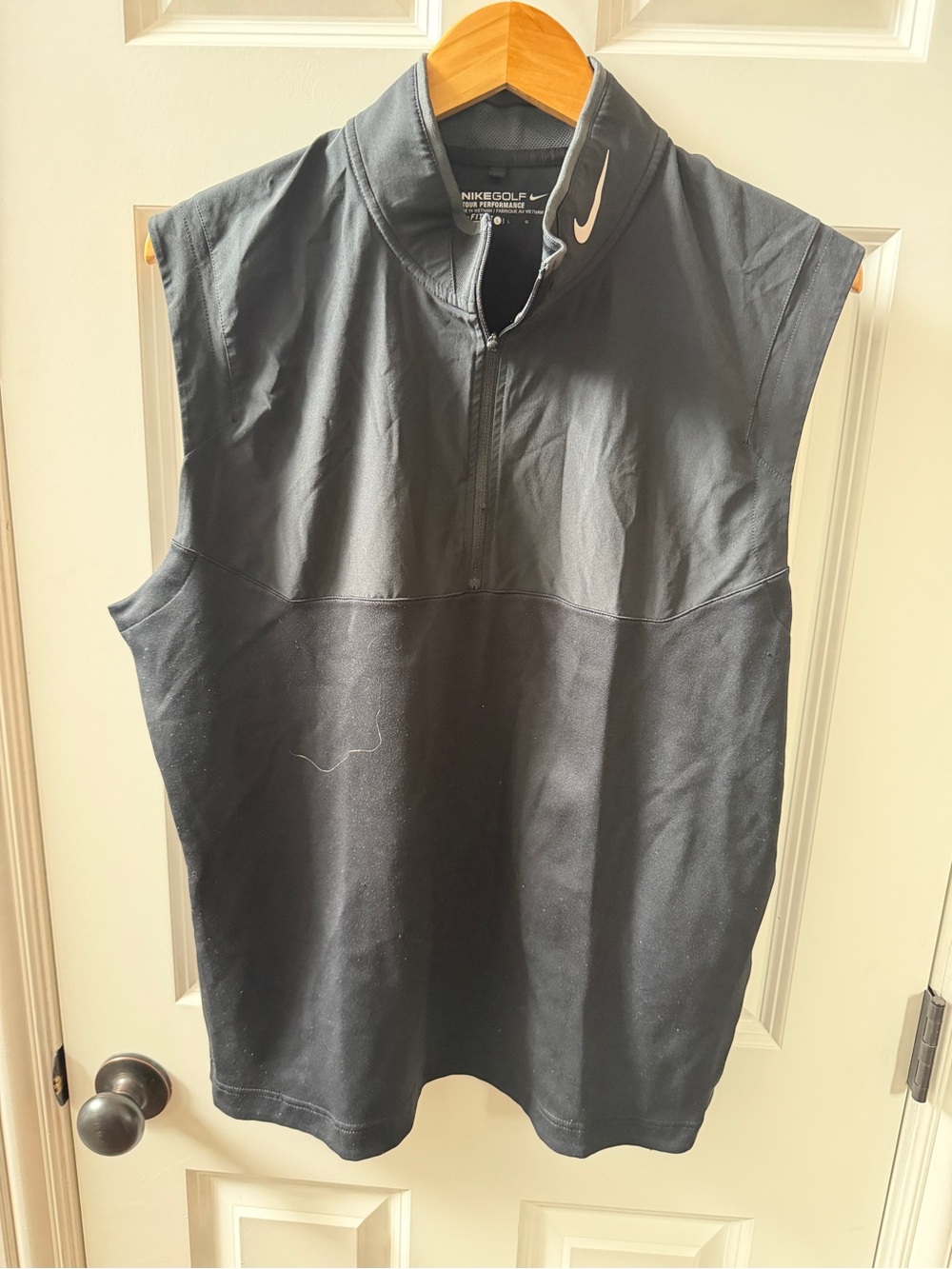 Nike Black Sleeveless Zip Mock Golf Top - Men's